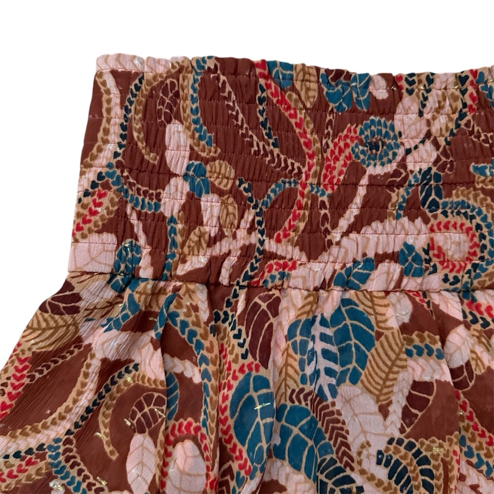 A.L.C. Vera Ruffles Silk Chiffon Floral Paisley Print Mini Skirt Maroon Size 2 - Picture 6 of 12